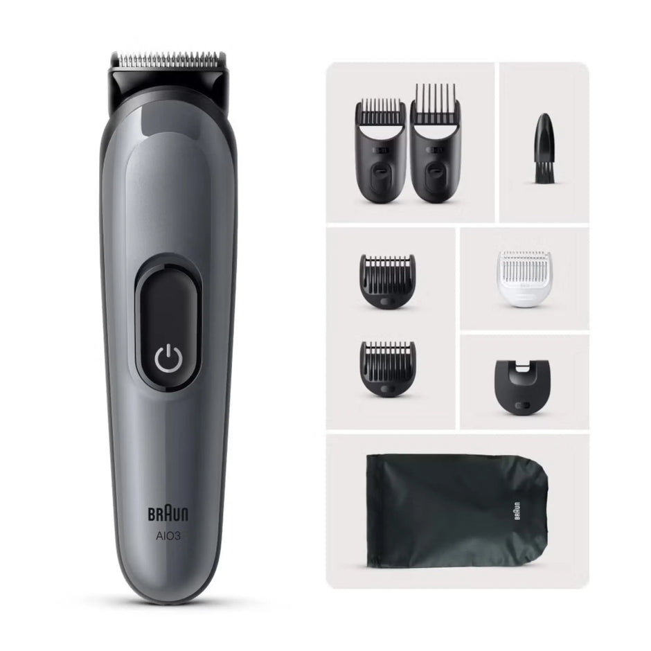Braun AIO3540 All-in-One Trimmer Series 3 – 8-in-1 Grooming Kit with 14 Length Settings & 50 Min Runtime