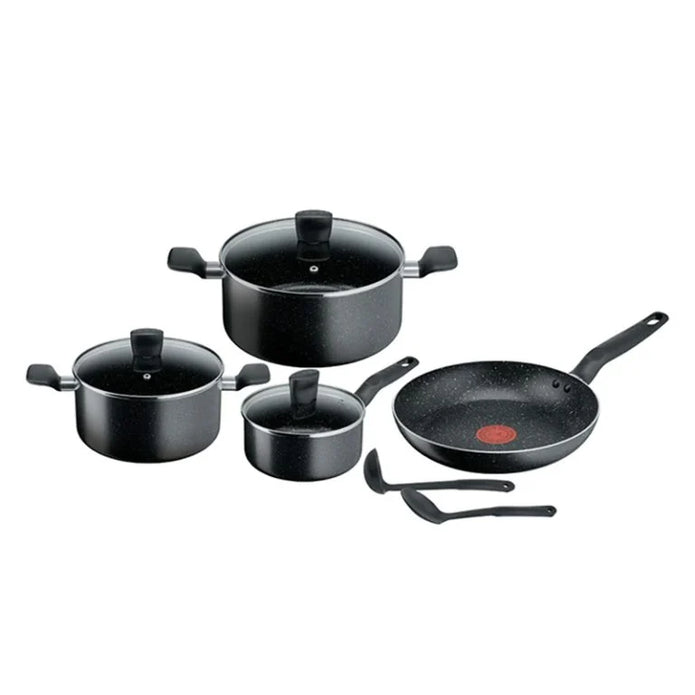 Tefal Super Cook B459S984 9-Piece Non-Stick Cookware Set – Titanium Coating, Thermo-Spot, Black