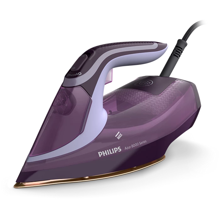 Philips DST8021 Steam Iron 3000W Azur 8000 Series SteamGlide Elite 55g/min 240g Steam Boost OptimalTEMP No Burn Auto Shut-Off 300ml