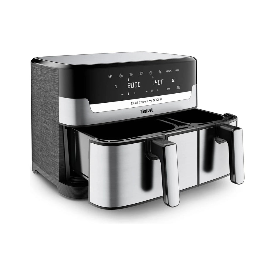 Tefal EY905D40 Dual Easy Fry & Grill Air Fryer 8.3L Stainless Steel 2-Zone XXL