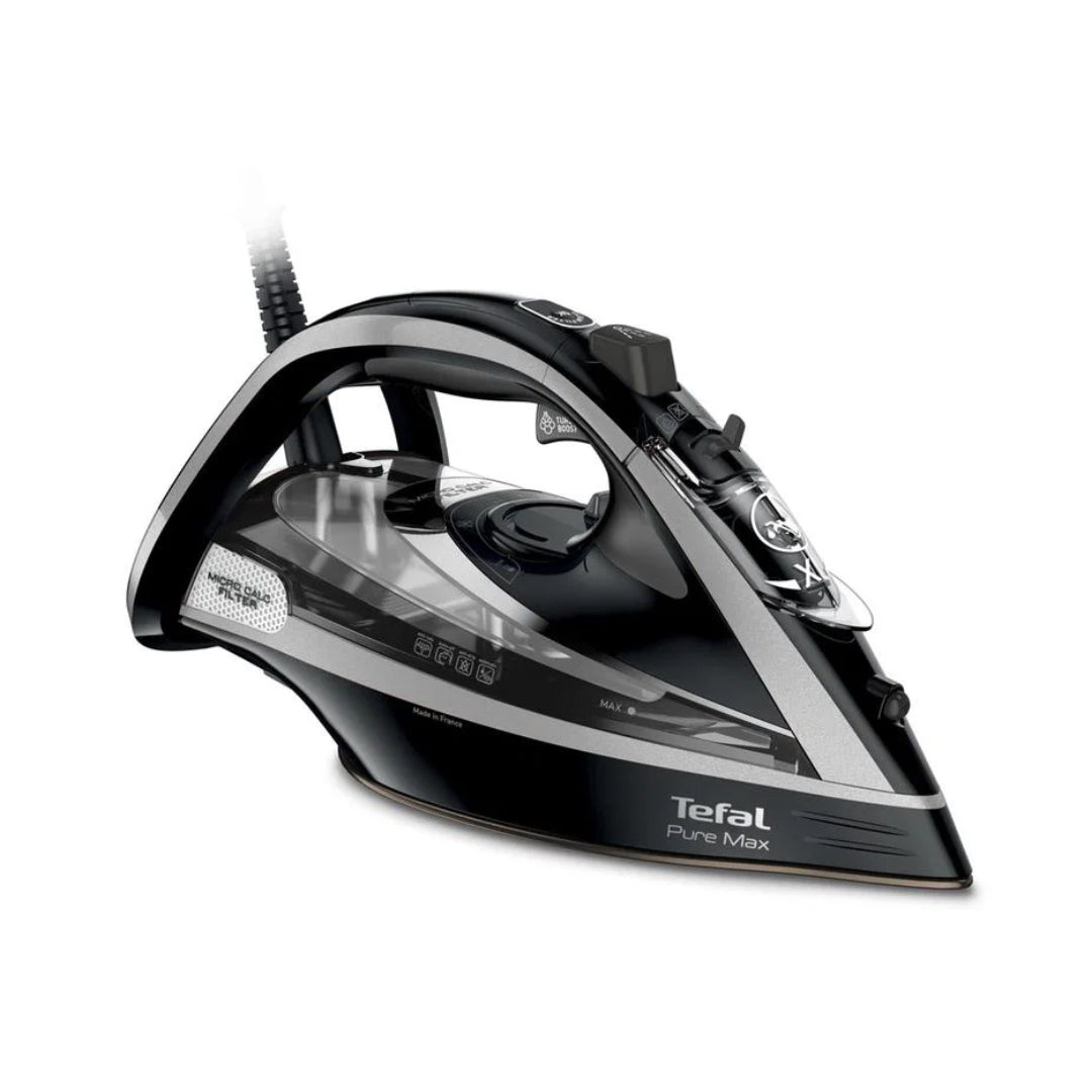 Tefal Pure Max FV9850 7I Steam Iron – 3200W, 60g/min Steam, 290g Boost, Micro-Calc Filter, Durilium AirGlide