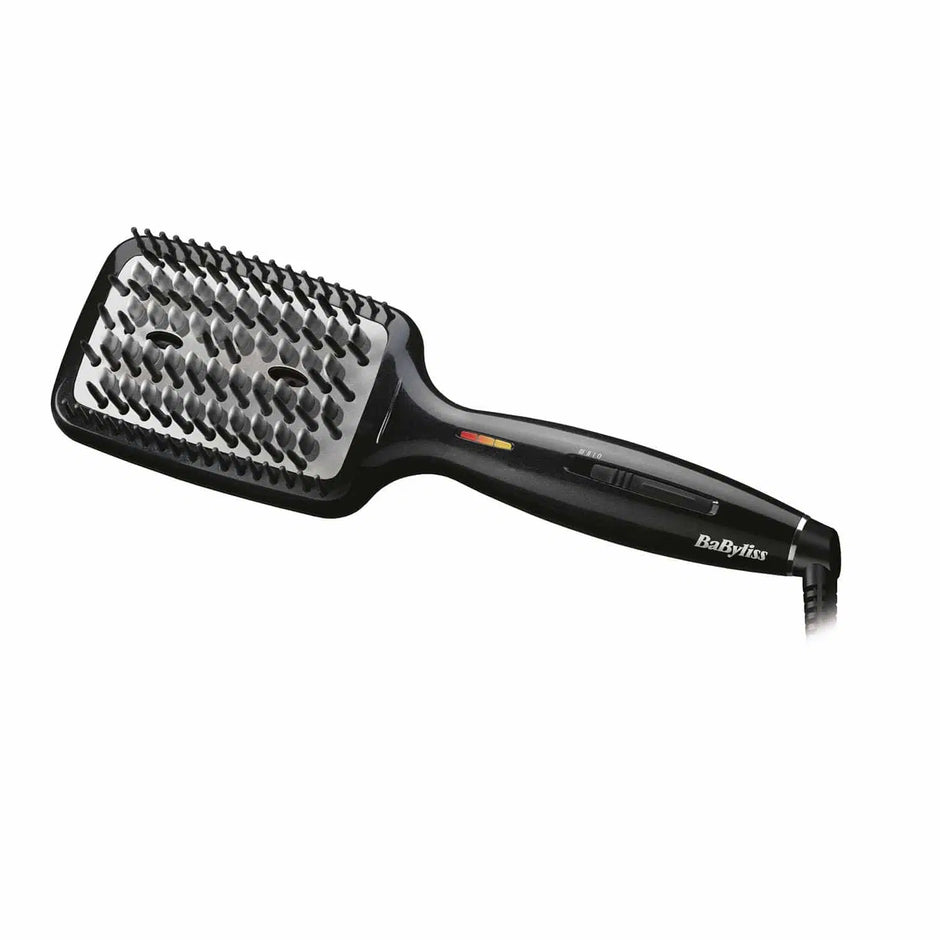 BaByliss HSB101SDE Heated Smoothing Brush – Ionic Ceramic Hot Brush 200°C Anti-Frizz Styler