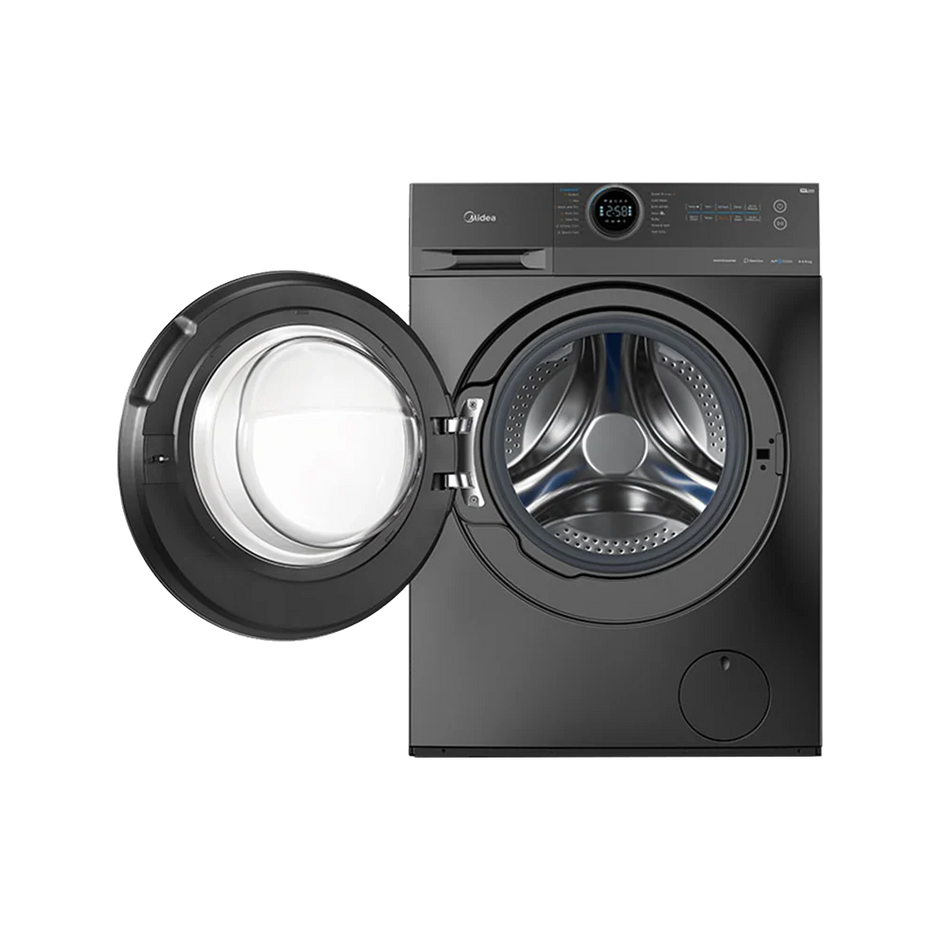 Midea MF100W80B/TTLB 8KG Front Load Inverter Washing Machine 1400RPM Steam Care Titanium Black Finish