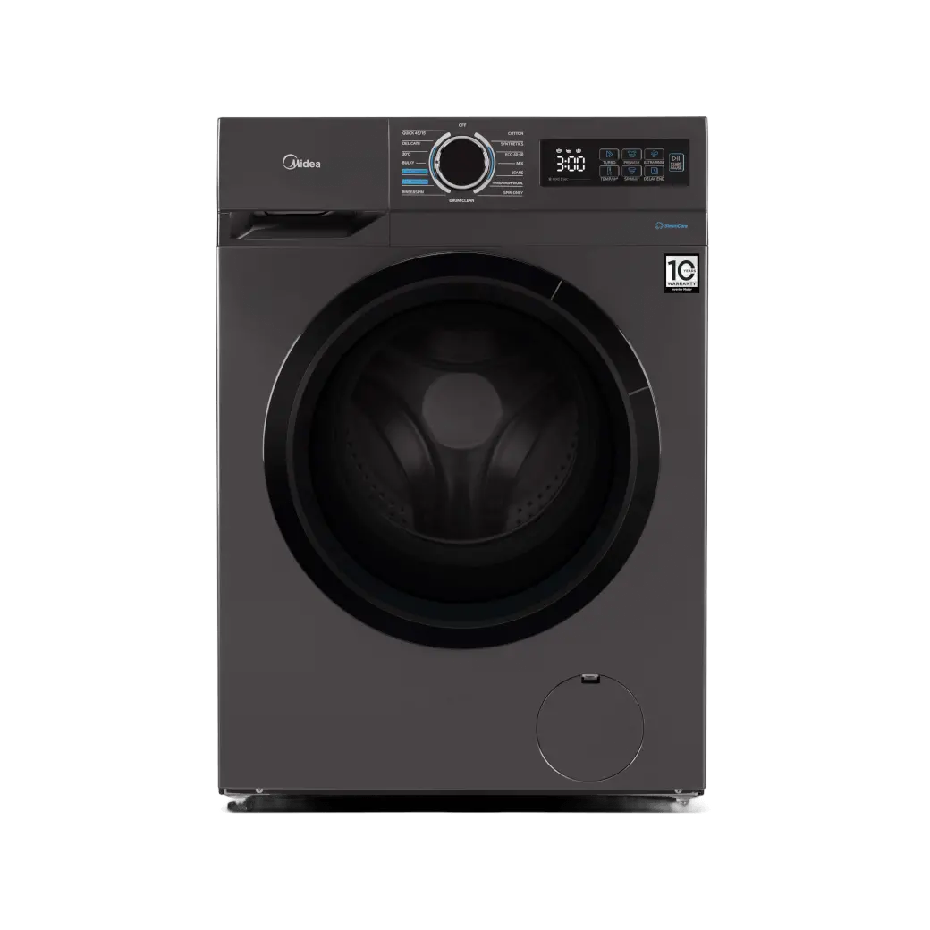Midea MF110W80B/TGCC 8KG Front Load Inverter Washing Machine 1400RPM Steam HealthGuard Turbo Wash