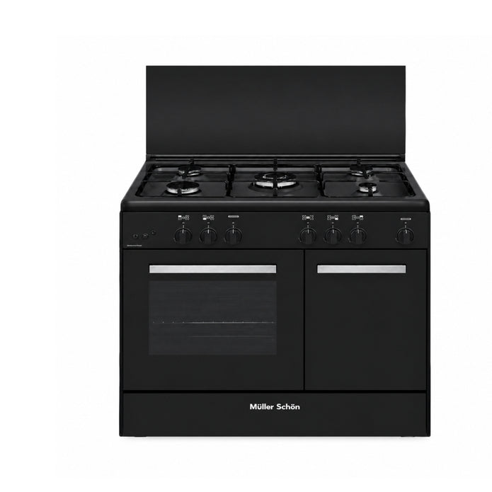 Muller Schon MSGC90BK 90cm Free Standing Gas Cooker Black – 5 Burner Gas Oven with Grill