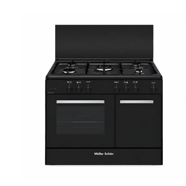 Muller Schon MSGC90BK 90cm Free Standing Gas Cooker Black – 5 Burner Gas Oven with Grill