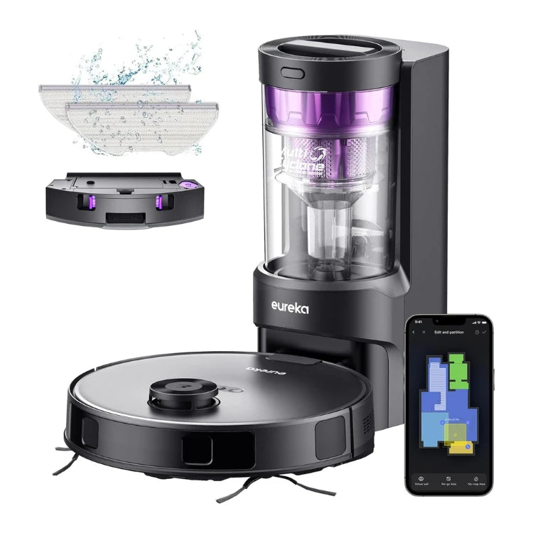 Eureka NER E10s BL Robot Vacuum Cleaner Self-Empty LiDAR Mapping 4000Pa 2-in-1 Vacuum & Mop Smart Home Cleaning System