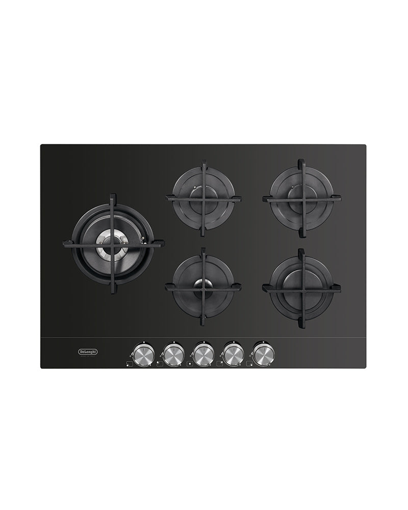 Delonghi Cooktop 75CM Built-In Gas Burners Glass Black