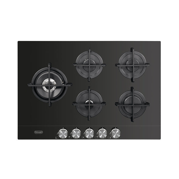 Delonghi Cooktop 75CM Built-In Gas Burners Glass Black