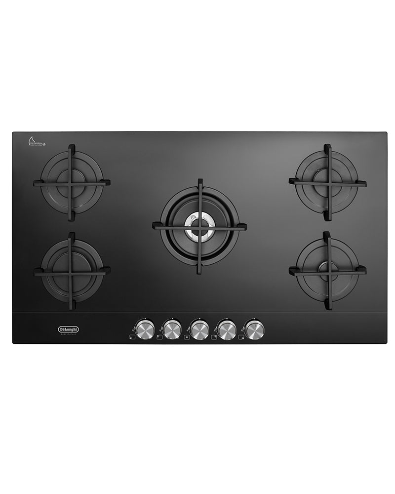 Delonghi Cooktop 90CM Built-In Gas Burners Glass Black