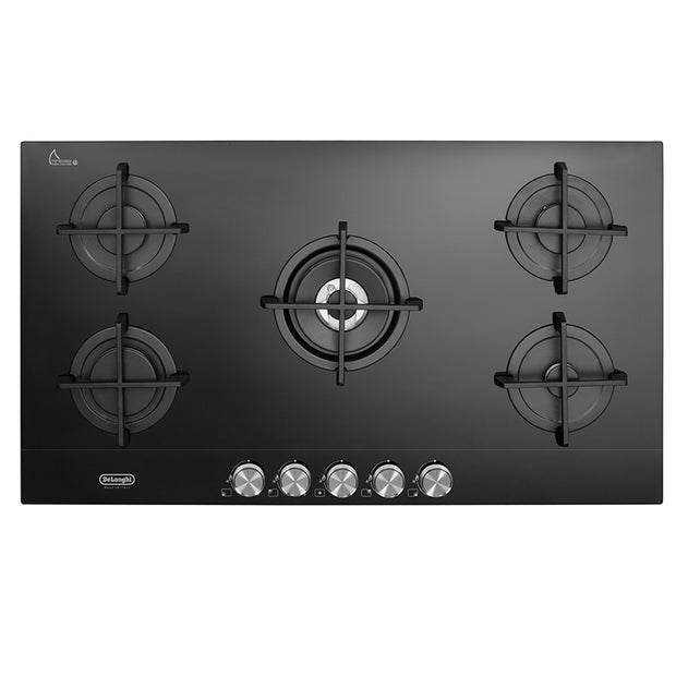 Delonghi Cooktop 90CM Built-In Gas Burners Glass Black