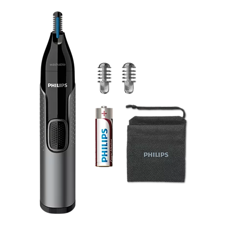 Philips NT3650 Nose Trimmer Series 3000 Nose Ear & Eyebrow Trimmer PrecisionTrim Waterproof AA Battery Travel Pouch