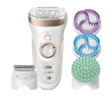 Braun SE-9961 Silk-épil 9 SkinSpa Epilator – Wet & Dry Hair Removal with 2-in-1 Exfoliation, Wide Head & Full Body Kit