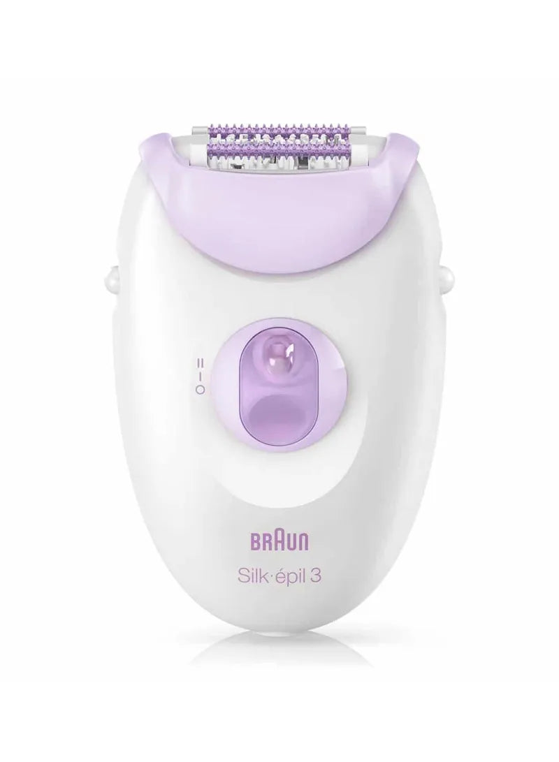 Braun SE3000 Silk-épil 3 Epilator – Smart Light Hair Removal System with 20 Tweezers & Massage Rollers