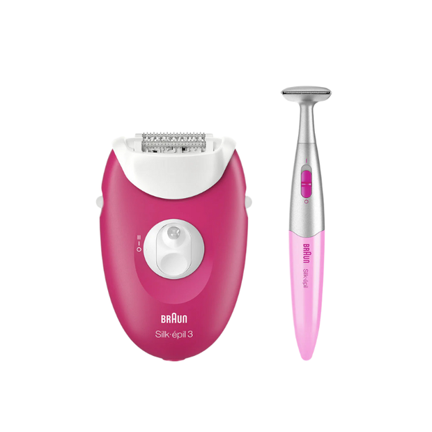Braun SE3202 Silk-épil 3 Epilator – Corded Hair Removal System with Smart Light, Massage Rollers & Bikini Trimmer