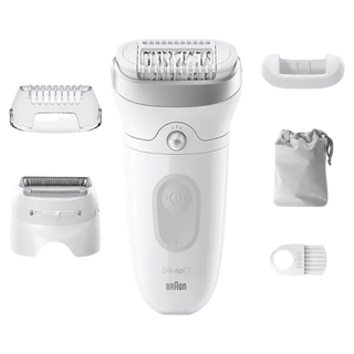 Braun SE7-041 Silk-épil 7 Epilator – Wet & Dry Hair Removal Device with Wide Head, SmartLight & Shaver + Trimmer Kit