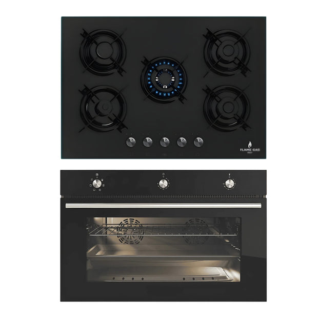 Flame Gas Cooktop And Oven Offer 90CM Black