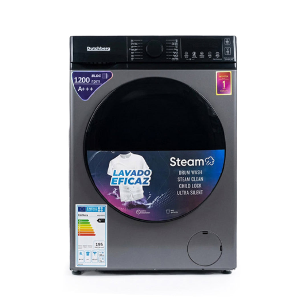 Dutchberg 8KG 1200RPM Inverter Washing Machine Silver – Front Load Washer