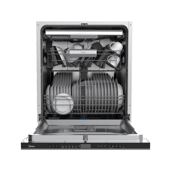 Midea Built-In Smart Dishwasher 14 Place WQP14-W7703M – WiFi, Auto Open, 3 Racks, Silver