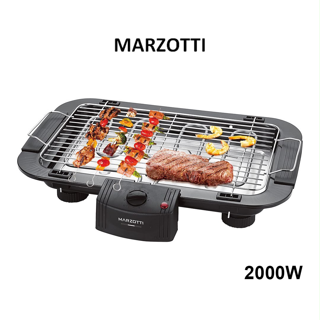 Marzotti MZBG01 2000W Electric BBQ Grill with Adjustable Height & 5-Stage Heat Control