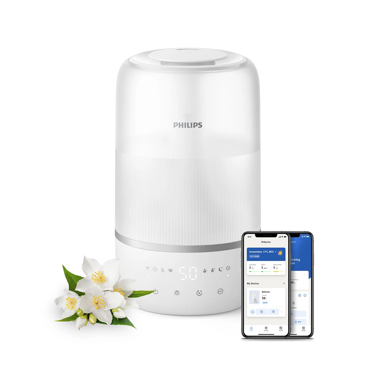 Philips HU1509 Ultrasonic Humidifier – Quiet Cool Mist Air Humidifier for Bedroom & Home